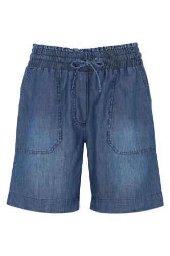 Tencel shorts με λάστιχο σε denim blue χρώμα
